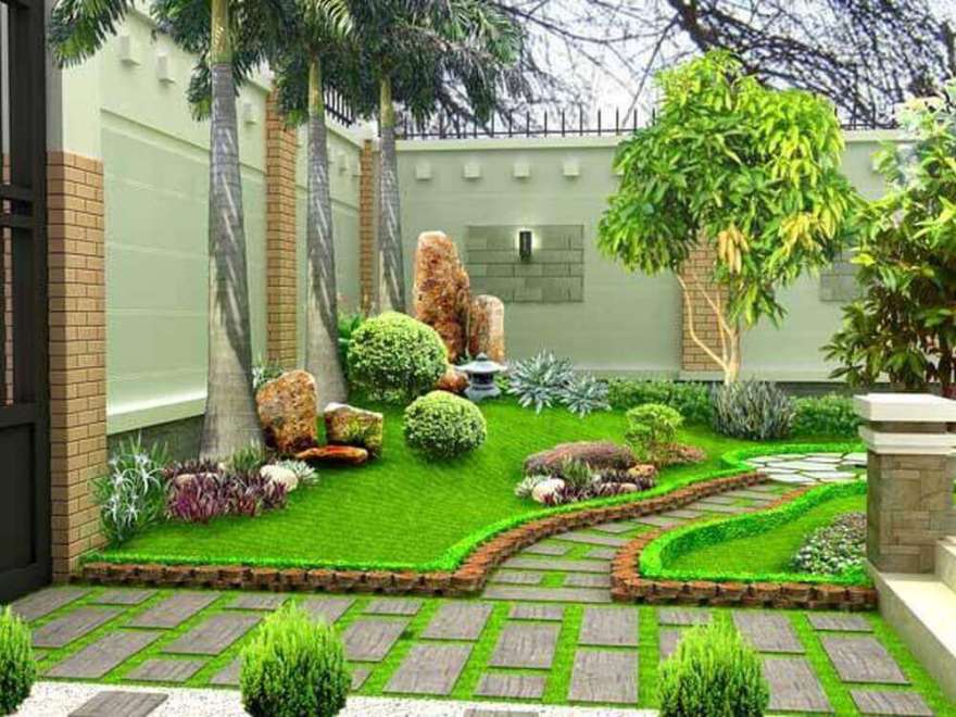 thiết kế sân vườn mini